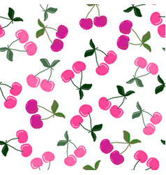 Cute Cherry Seamless Pattern Hand Drawn Cherries