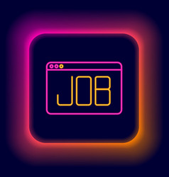 Glowing Neon Line Search Job Icon Isolated