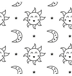 Seamless Pattern With Doodle Sun Stars And