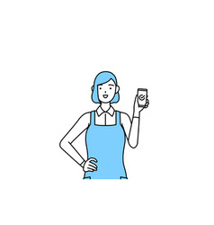 A Woman In An Apron Using A Smartphone At Work