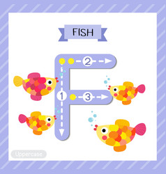 Letter F Uppercase Tracing Colorful Fish Swimming