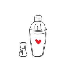 Shaker Cocktail Icon In Doodle Cartoon Style