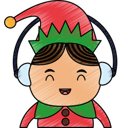 Color Pencil Cartoon Half Body Christmas Elf