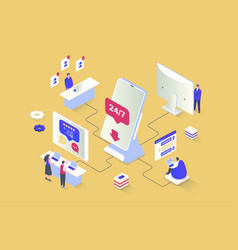 Customer Support Concept In 3d Isometric Design