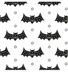 Seamless Pattern With Doodle Bats And Stars