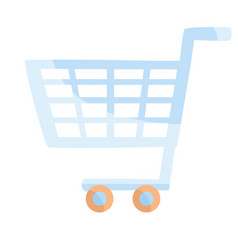 Empty Supermarket Trolley In Blue Color Isolated