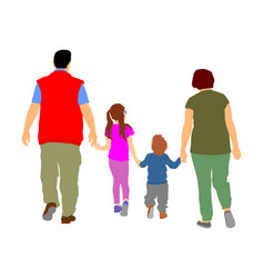 Family Walking And Holding Hands Children Parents