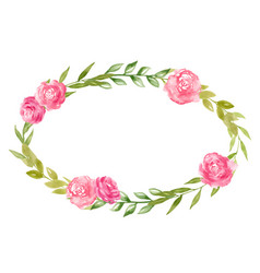 Watercolor Floral Elliptical Wreath With Pink