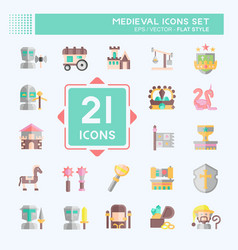 Icon Set Medieval Related To War Era Symbol Flat