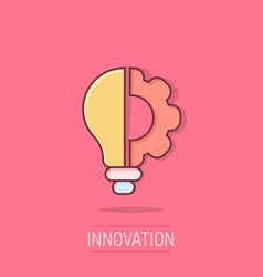 Innovation Icon In Comic Style Lightbulb With