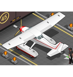 Isometric Landed Seaplane Out Of Hangar