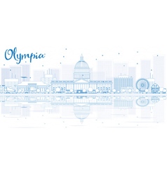 Outline Olympia Skyline With Blue Buildings