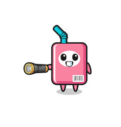 Milk Box Mascot Holding Flashlight