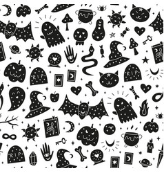 Seamless Pattern With Spooky Doodle Halloween