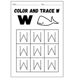 Color And Trace Alphabet W Worksheet