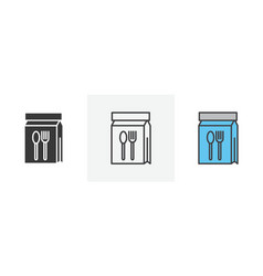 Food Delivery Paper Bag Icon Set Takeaway Lunch