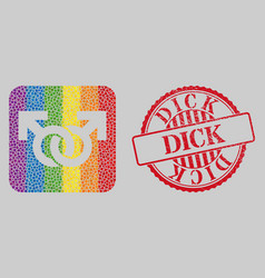 Grunge Dick Stamp And Mosaic Gay Pair Symbol Hole