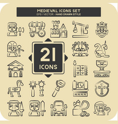 Icon Set Medieval Related To War Era Symbol Hand