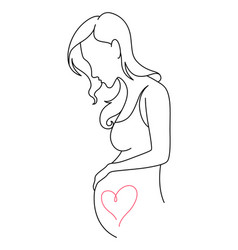 Pregnant Woman In Continuous Line Drawing Healthy