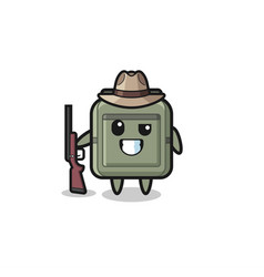 School Bag Hunter Mascot Holding A Gun