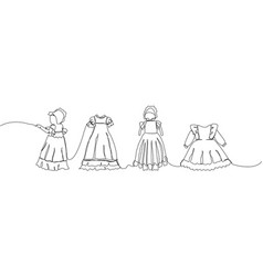 Set Of Baby Christening Dresses One Line Art