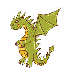 Cute Green Flying Dragon Standing Animal