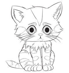 Cute Wide-eyed Kitten In A Simple Line Drawing