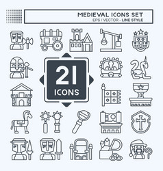 Icon Set Medieval Related To War Era Symbol Line