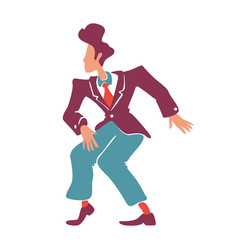 Retro Style Guy In Vintage Suit Dancing Flat