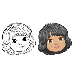 Two Cartoon Girl Faces With Different Hairstyles