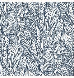 Black And White Seamless Pattern With Leaves