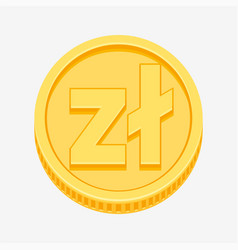 Polish Zloty Symbol On Gold Coin