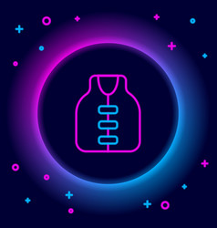 Glowing Neon Line Life Jacket Icon Isolated On