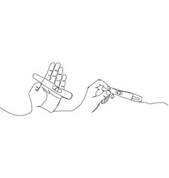 Set Of Pregnancy Test In The Hand One Line Art