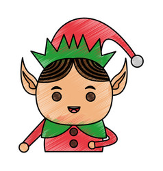 Color Pencil Cartoon Half Body Christmas Elf