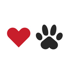 Heart Mark And Paw Icon Set Of Affection