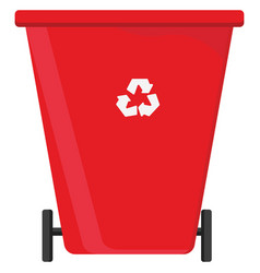 Red Garbage Bin On A White Background