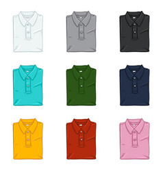 Set Cartoon Folded Polo Shirts Color Variations