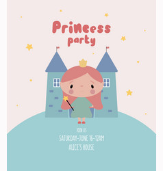 Princess Party Invitation With Cute And C