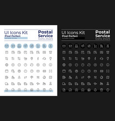 Mail Service Pixel Perfect Linear Ui Icons Set