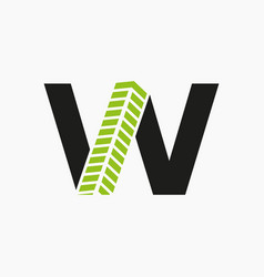 Letter W Real Estate Logo Concept With Building