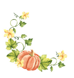 Pumpkin Watercolor Wreath Hand Drawn Vegetable