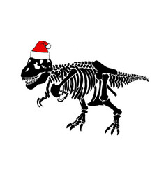 Graphical Dinosaur Skeleton In Santa Claus Hat