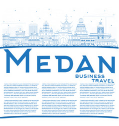 Outline Medan Indonesia City Skyline With Blue