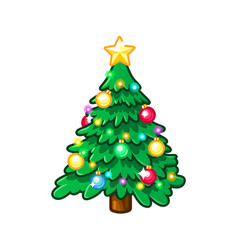 Christmas Evergreen Tree Emoji With Garland