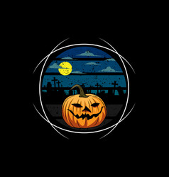 Halloween Retro Vintage Design Landscape