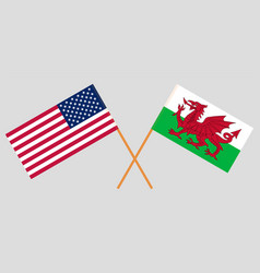 Crossed Flags Of The Usa And Wales Official