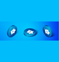 Isometric Piggy Bank Icon Isolated On Blue