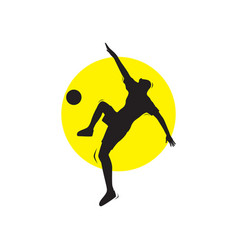 Silhouette Young Man Somersault Kick Ball Logo