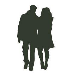 Couple Walking Silhouette Winter